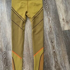 Fabletics Yellow and Brown Leggings with Dynamic Seams